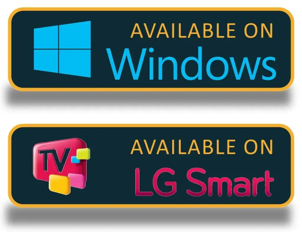 Mom IPTV app interface on LG smart TV and windows